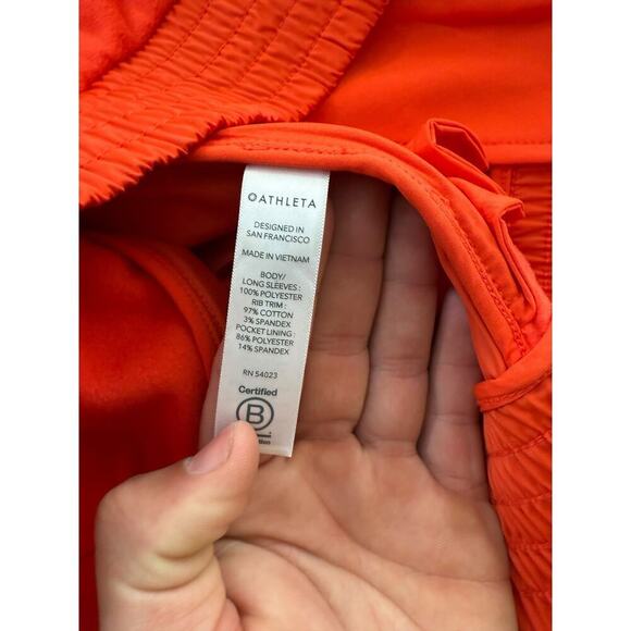 Athleta Women's Orange Zion Microfleece Full Zip Bomber Jacket Size Small - Picture 9 of 9